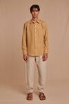 Buy_Saphed_Beige Linen Husk Shirt _Online_at_Aza_Fashions