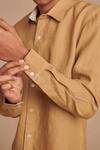 Saphed_Beige Linen Husk Shirt _at_Aza_Fashions