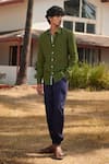 Shop Saphed Green Linen Oxford Shirt Online at Aza Fashions Shop_Saphed_Green Linen Oxford Shirt _Online_at_Aza_Fashions