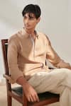 Buy Saphed Brown Linen Oxford Shirt Online at Aza Fashions Buy_Saphed_Brown Linen Oxford Shirt _Online_at_Aza_Fashions