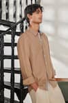 Buy Saphed Brown Linen Oxford Shirt Buy_Saphed_Brown Linen Oxford Shirt