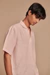 Buy_Saphed_Blush Linen Popover Shirt _Online_at_Aza_Fashions
