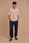 Shop_Saphed_Blush Linen Popover Shirt _Online_at_Aza_Fashions