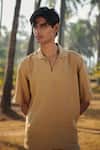 Buy_Saphed_Beige Linen Popover Shirt _at_Aza_Fashions