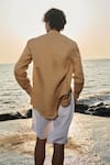 Shop_Saphed_Beige Linen Husk Shirt _at_Aza_Fashions
