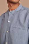 Shop_Saphed_Sky Blue Linen Band Collar Shirt 