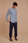 Buy_Saphed_Navy Linen Neel Denim Jogger Pant _at_Aza_Fashions