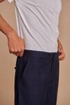 Buy_Saphed_Navy Linen Neel Denim Jogger Pant _Online_at_Aza_Fashions