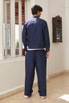 Shop_Saphed_Navy Linen Neel Denim Baggy Pant _at_Aza_Fashions
