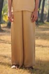 Saphed_Beige Linen Husk Pyjama Pant _Online_at_Aza_Fashions