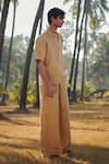 Shop_Saphed_Beige Linen Husk Pyjama Pant _Online_at_Aza_Fashions