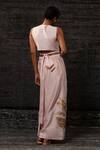 Shop_Eeda_Blush Chanderi Silk Applique V-neck Vest With Skirt _at_Aza_Fashions