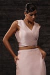 Shop_Eeda_Blush Chanderi Silk Applique V-neck Vest With Skirt _Online_at_Aza_Fashions