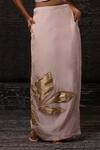 Eeda_Blush Chanderi Silk Applique V-neck Vest With Skirt _at_Aza_Fashions