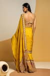 Shop_Soup By Sougat Paul_Yellow Silk, Organza Zari, Sequins, Embroidery Taarani Pre-draped Saree Set _at_Aza_Fashions