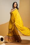 Soup By Sougat Paul_Yellow Silk, Organza Zari, Sequins, Embroidery Taarani Pre-draped Saree Set _Online_at_Aza_Fashions