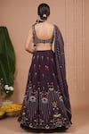 Shop_Ahi Clothing_Purple Crepe, Organza Embroidery, Zari, Sequins, Floral Pattern Lehenga Set _at_Aza_Fashions