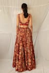 Shop_Priyanka Raajiv_Maroon Cotton Patchwork, Sequins, Beads, Gota Sannadha Upcycled Lehenga Set _at_Aza_Fashions