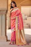 Buy_Naintara Bajaj_Orange Silk, Brocade Zari, Tassels Peacock Woven Saree With Sleeveless Blouse_at_Aza_Fashions