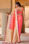 Shop_Naintara Bajaj_Orange Silk, Brocade Zari, Tassels Peacock Woven Saree With Sleeveless Blouse_at_Aza_Fashions