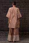 Shop_Eeda_Rose Gold Chanderi Silk Applique, Embroidery, Floral Pattern Tunic With Palazzo _at_Aza_Fashions