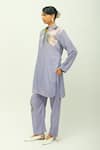 Buy_OFRIDA_Purple Viscose Mandarin Collar Nysa Hand Painted Print Kurta Pant Set _Online_at_Aza_Fashions