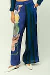 Buy_OFRIDA_Blue Bemberg, Muslin Collared Midnight Psy Shirt And Pant Set 