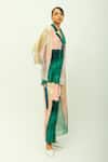 OFRIDA_Green Bemberg, Muslin Beads Twilight Hand Painted Print Jacket And Pant Set _Online_at_Aza_Fashions