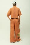 Shop_OFRIDA_Brown Beads Collared Mira Cropped Shirt And Pant Set _at_Aza_Fashions
