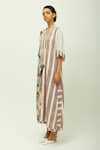 OFRIDA_Purple Viscose Split V-neck Melora Striped Kurta And Pant Set _Online_at_Aza_Fashions