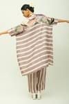 Shop_OFRIDA_Purple Viscose Collared Melora Striped Kaftan And Pant Set _at_Aza_Fashions