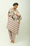 OFRIDA_Purple Viscose Collared Melora Striped Kaftan And Pant Set _Online_at_Aza_Fashions