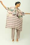 OFRIDA_Purple Viscose Collared Melora Striped Kaftan And Pant Set _at_Aza_Fashions