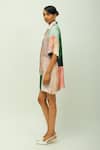 OFRIDA_Green Bemberg, Muslin Collared Twilight Brushstrokes Pattern Dress _Online_at_Aza_Fashions