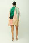 Shop_OFRIDA_Green Bemberg, Muslin Collared Twilight Brushstrokes Pattern Dress _at_Aza_Fashions
