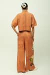 Shop_OFRIDA_Brown Mira Bloom Hand Painted Print Pant _at_Aza_Fashions