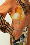 Shop_OFRIDA_Brown Split V-neck Mira Hand Painted Print Kurta _Online_at_Aza_Fashions