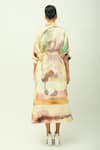 Shop_OFRIDA_Ivory Beads Collared Amara Hand Painted Print Dress _at_Aza_Fashions