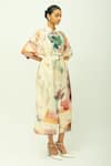 Shop_OFRIDA_Ivory Beads Collared Amara Hand Painted Print Dress _Online_at_Aza_Fashions