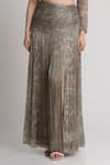 Shop_Koswi_Gray Viscose Sequins, Beads One Shoulder Abstract Print Ruched Dress _Online_at_Aza_Fashions