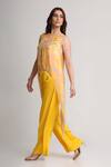 Koswi_Yellow Viscose Sequins, Beads, Embroidery Round Floral Print Tunic With Pant _Online_at_Aza_Fashions