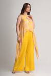 Shop_Koswi_Yellow Viscose Sequins, Beads, Embroidery Round Floral Print Tunic With Pant _Online_at_Aza_Fashions