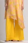 Shop_Koswi_Yellow Viscose Sequins, Beads One Shoulder Floral Print Kurta With Trouser _Online_at_Aza_Fashions