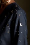 Buy_Charkhee_Blue Chanderi, Voile Embroidery V-neck Moon Pattern Kurta Set 