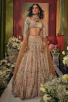 Buy_Isa By Dolly Wahal_Gold Net Embroidery, Diamonds, Crystals, Zari Bella Floral Bridal Lehenga Set _at_Aza_Fashions