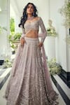 Buy_Isa By Dolly Wahal_Lilac Net Sequins, Pearls, Beads, Crystals, Embroidery Luna Lehenga Set _at_Aza_Fashions