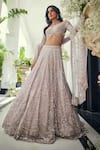 Shop_Isa By Dolly Wahal_Lilac Net Sequins, Pearls, Beads, Crystals, Embroidery Luna Lehenga Set _Online_at_Aza_Fashions