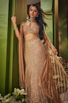 Isa By Dolly Wahal_Gold Net Embroidery, Sequins, Zari Sweetheart Geometric Fishcut Lehenga Set _Online_at_Aza_Fashions