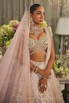 Buy_Isa By Dolly Wahal_Blush Silk, Net Embroidery, Sequins, Crystals, Beads, Esme Bridal Lehenga Set _Online_at_Aza_Fashions