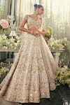 Shop_Isa By Dolly Wahal_Blush Silk, Net Embroidery, Sequins, Crystals, Beads, Esme Bridal Lehenga Set _Online_at_Aza_Fashions